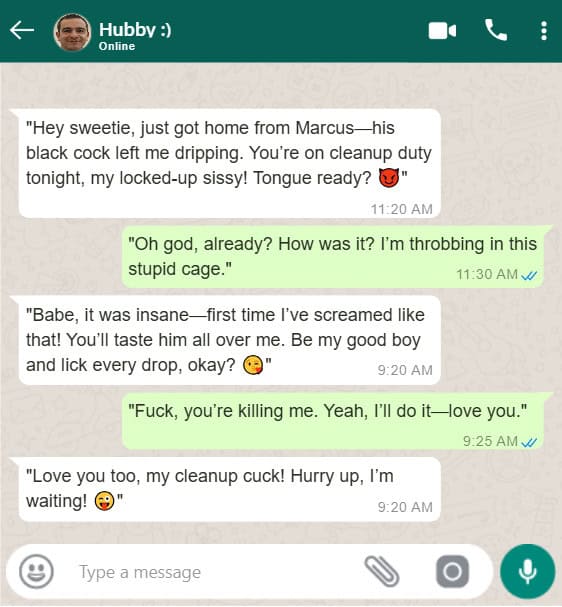 Cuckold Husband And Wife Chat Screenshot